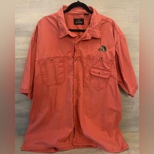 Redhead Button Down Shirt Short Sleeve Coral Red Good Condition